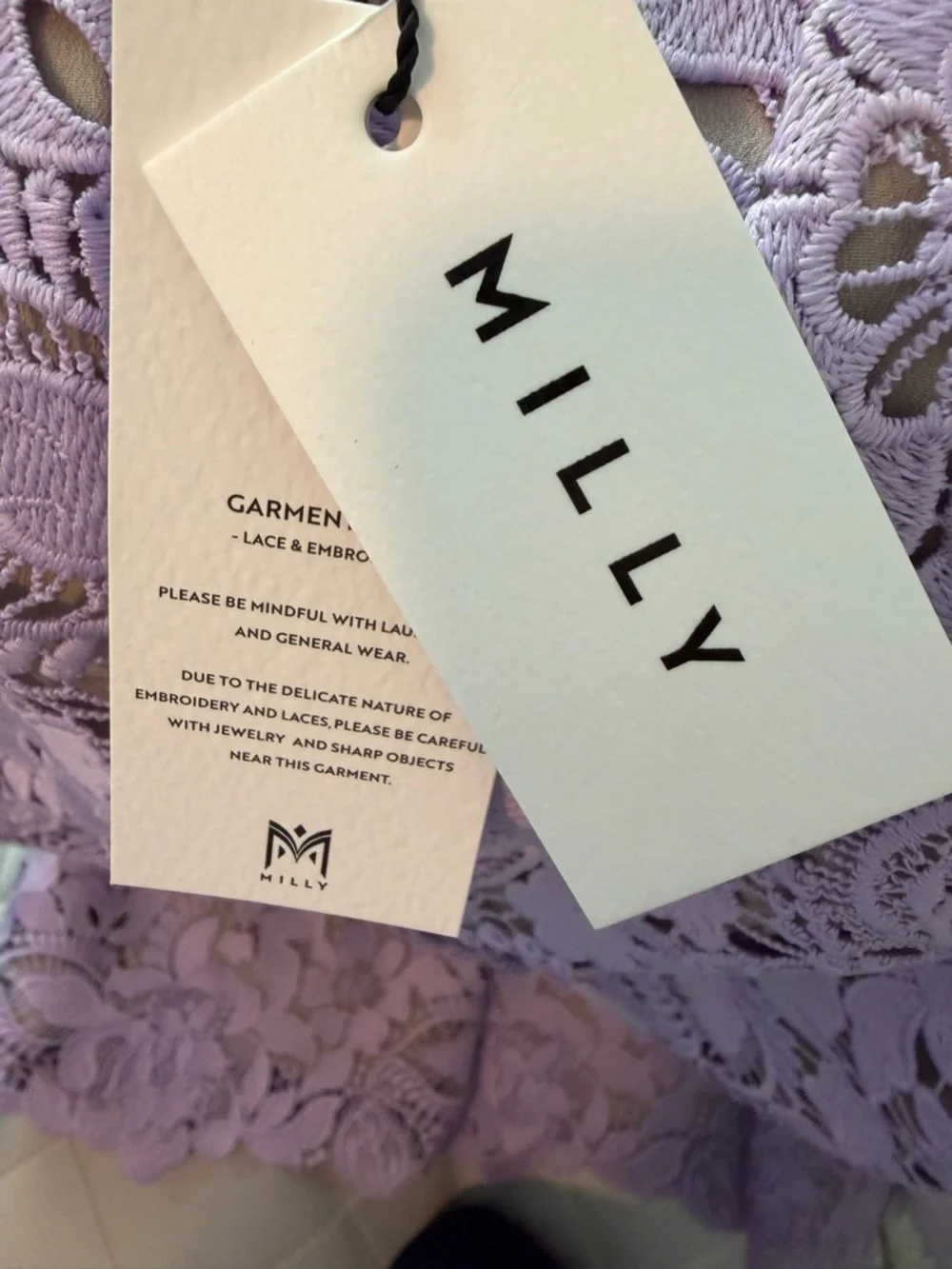 NWT MILLY 3D Garden Lace Sleeveless Mini Dress in Lilac, Size 6 - Picture 13 of 13